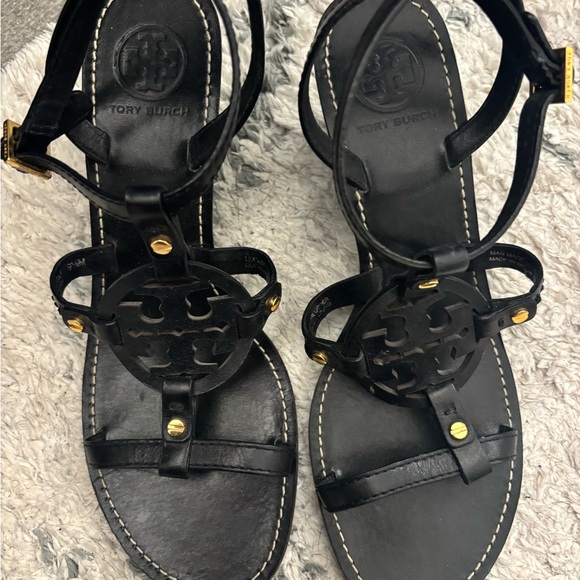 Tory Burch Black Leather Sandals - Picture 2 of 5